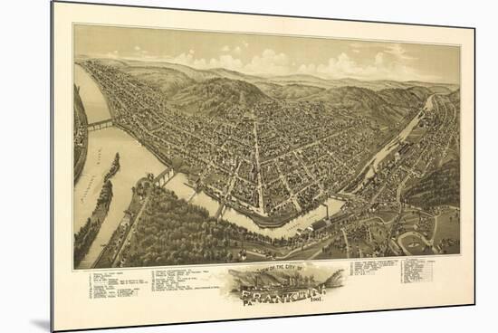 Franklin, Pennsylvania - Panoramic Map-Lantern Press-Mounted Art Print