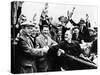 Franklin Roosevelt in the Back Seat of His Car, Surrounded by Cheering Citizens, 1930s-null-Stretched Canvas