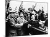 Franklin Roosevelt in the Back Seat of His Car, Surrounded by Cheering Citizens, 1930s-null-Mounted Photo