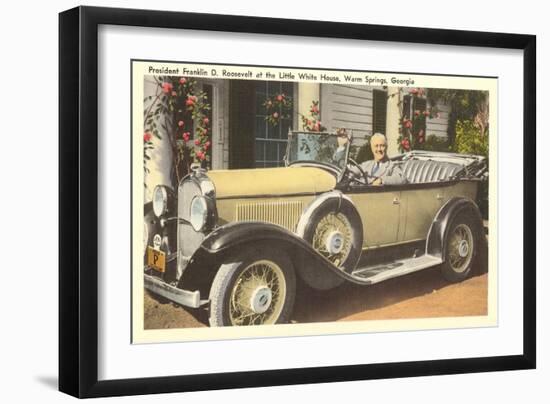 Franklin Roosevelt in Vintage Car, Warm Springs, Georgia-null-Framed Art Print