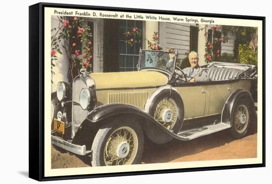 Franklin Roosevelt in Vintage Car, Warm Springs, Georgia-null-Framed Stretched Canvas