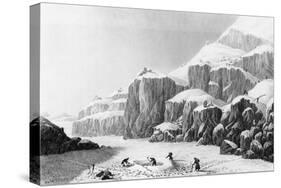 Franklin's Expedition Preparing an Encampment on the Barren Grounds and Gathering Lichen, 1823-George Back-Stretched Canvas