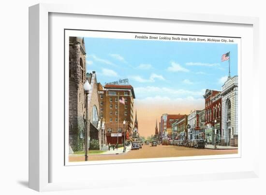 Franklin Street, Michigan City, Indiana-null-Framed Art Print