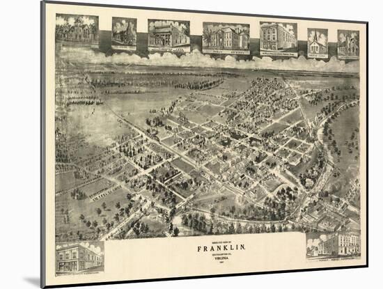 Franklin, Virginia - Panoramic Map-Lantern Press-Mounted Art Print