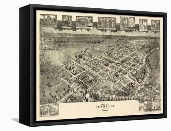 Franklin, Virginia - Panoramic Map-Lantern Press-Framed Stretched Canvas