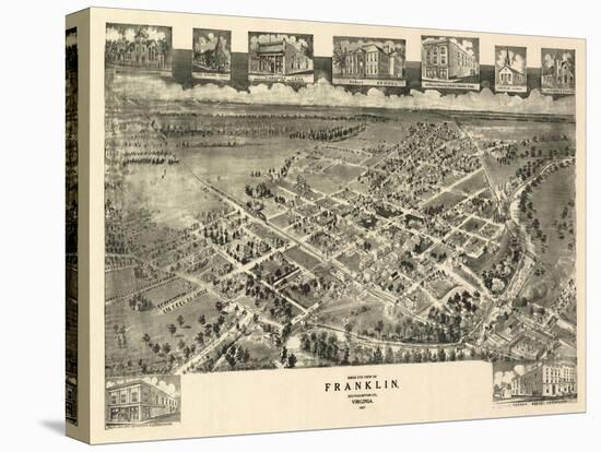 Franklin, Virginia - Panoramic Map-Lantern Press-Stretched Canvas