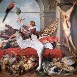 A Butcher's Stall with Cats and Kittens playing and a Butcher holding a Boar's Head-Frans Snyders-Giclee Print