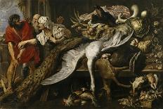 A Basket of Fruit on a Draped Table with Dead Game and a Monkey-Frans Snyders-Giclee Print