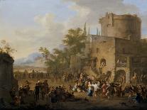 An Italian City View with Figures Dancing the Saltarello, 17Th-18Th Century (Oil on Copper)-Franz Ferg-Giclee Print