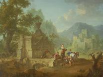 An Italian City View with Figures Dancing the Saltarello, 17Th-18Th Century (Oil on Copper)-Franz Ferg-Giclee Print