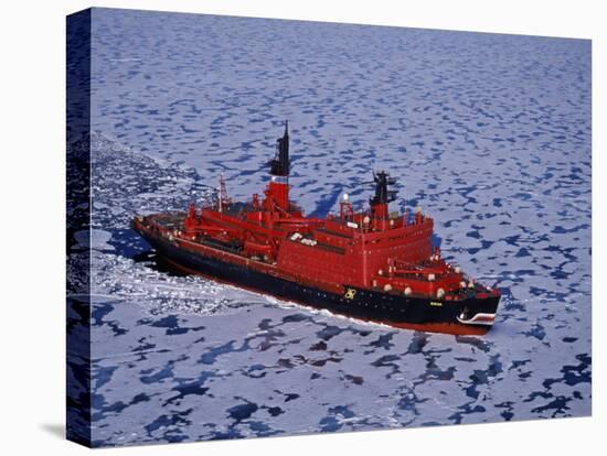 Franz Josef Land, Aerial View of Russian Nuclear-Powered Icebreaker 'Yamal' in Sea-Ice, Russia-Allan White-Stretched Canvas