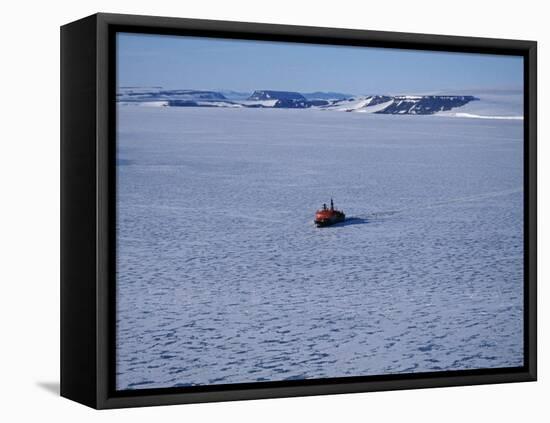 Franz Josef Land, Aerial View of Russian Nuclear-Powered Icebreaker 'Yamal' in Sea-Ice, Russia-Allan White-Framed Stretched Canvas