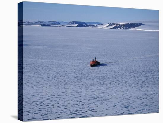 Franz Josef Land, Aerial View of Russian Nuclear-Powered Icebreaker 'Yamal' in Sea-Ice, Russia-Allan White-Stretched Canvas