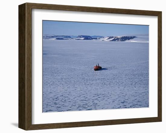 Franz Josef Land, Aerial View of Russian Nuclear-Powered Icebreaker 'Yamal' in Sea-Ice, Russia-Allan White-Framed Photographic Print