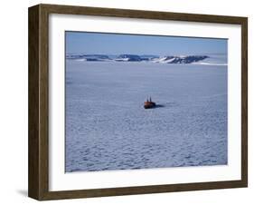 Franz Josef Land, Aerial View of Russian Nuclear-Powered Icebreaker 'Yamal' in Sea-Ice, Russia-Allan White-Framed Photographic Print