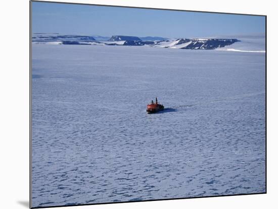 Franz Josef Land, Aerial View of Russian Nuclear-Powered Icebreaker 'Yamal' in Sea-Ice, Russia-Allan White-Mounted Photographic Print