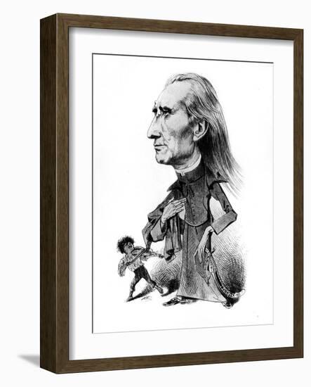 Franz Liszt and the gyspy musician - caricature-Janos Janko-Framed Giclee Print