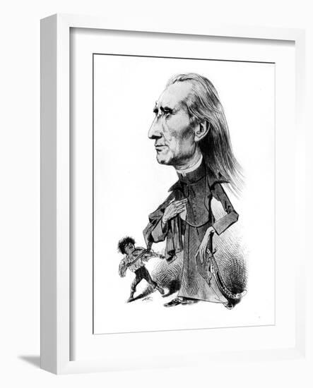 Franz Liszt and the gyspy musician - caricature-Janos Janko-Framed Giclee Print