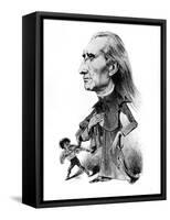 Franz Liszt and the gyspy musician - caricature-Janos Janko-Framed Stretched Canvas