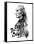 Franz Liszt and the gyspy musician - caricature-Janos Janko-Framed Stretched Canvas