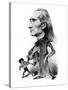 Franz Liszt and the gyspy musician - caricature-Janos Janko-Stretched Canvas