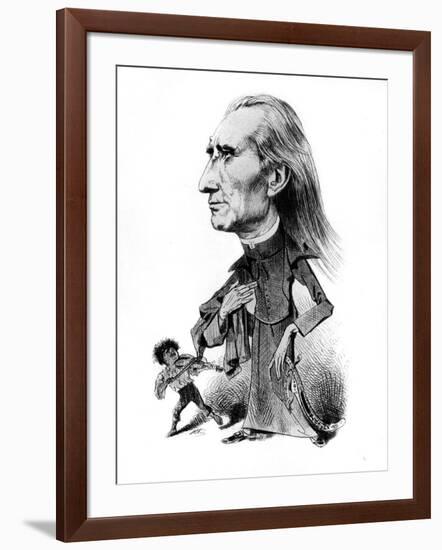 Franz Liszt and the gyspy musician - caricature-Janos Janko-Framed Giclee Print