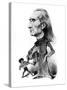 Franz Liszt and the gyspy musician - caricature-Janos Janko-Stretched Canvas