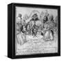 Franz Liszt being eaten by a critic - caricature-Johann Peter Lyser-Framed Stretched Canvas