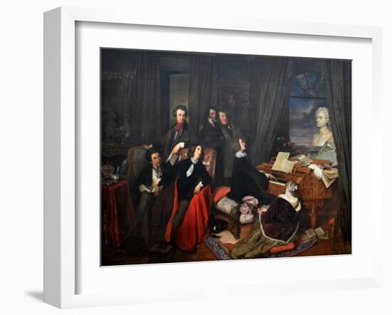 Franz Liszt Fantasizing at the Piano, 1840-Josef Danhauser-Framed Giclee Print