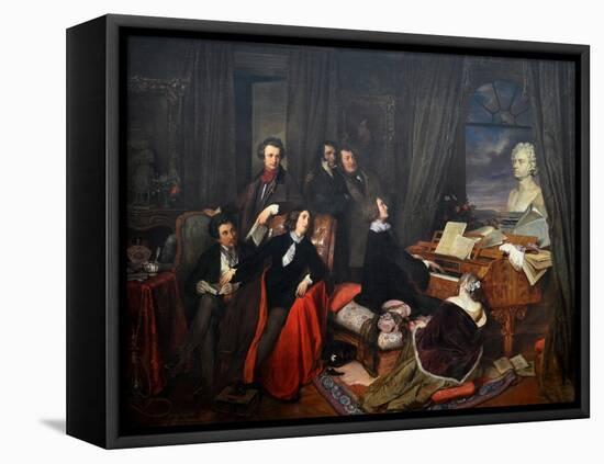 Franz Liszt Fantasizing at the Piano, 1840-Josef Danhauser-Framed Stretched Canvas