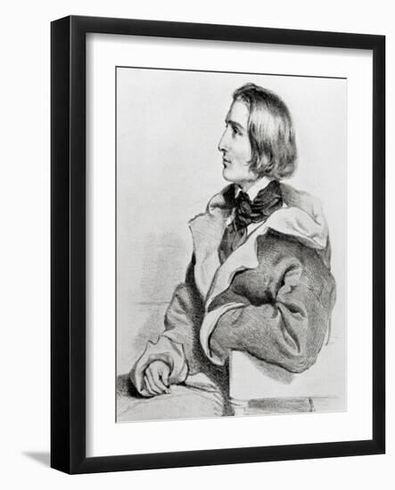 Franz Liszt in 1838-Josef Kriehuber-Framed Giclee Print