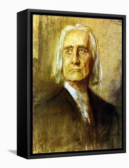 Franz Liszt old portrait-Franz Seraph von Lenbach-Framed Stretched Canvas