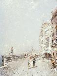 The Molo, Venice, Looking West with Figures Promenading-Franz Richard Unterberger-Giclee Print