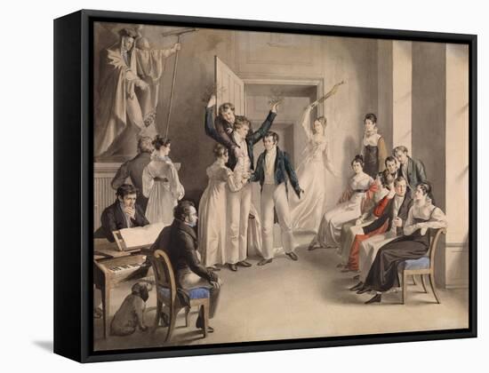 Franz Schubert (1797-182). Party Game of the Schubertians in Atzenbrugg, 1821-Leopold Kupelwieser-Framed Stretched Canvas