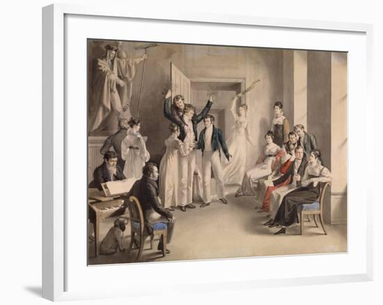 Franz Schubert (1797-182). Party Game of the Schubertians in Atzenbrugg, 1821-Leopold Kupelwieser-Framed Giclee Print