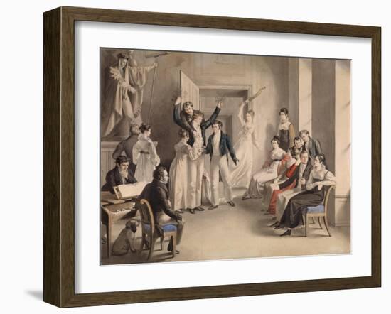 Franz Schubert (1797-182). Party Game of the Schubertians in Atzenbrugg, 1821-Leopold Kupelwieser-Framed Giclee Print