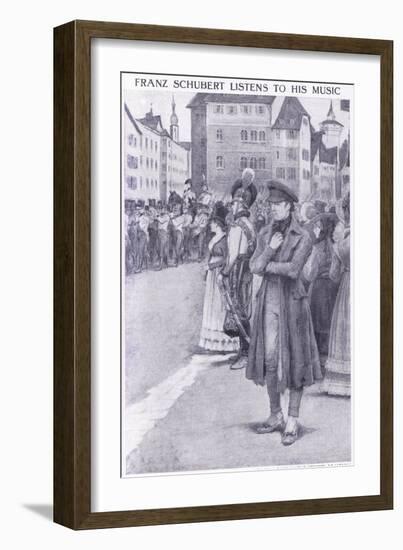 Franz Schubert Listens to His Music in the Streets of Vienna-Charles Mills Sheldon-Framed Giclee Print