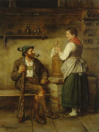 Huntsman and Maid Having a Chat in the Kitchen. after 1850