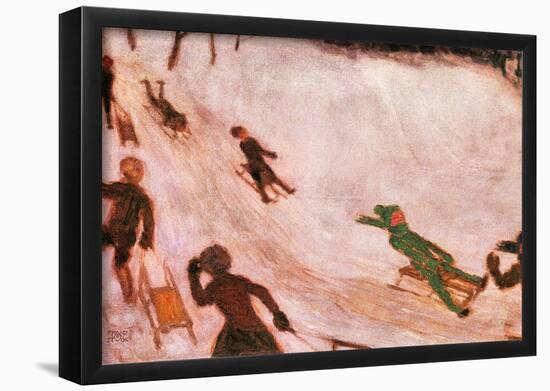 Franz von Stuck Children Sledding Art Print Poster-null-Framed Poster