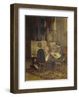 Franzl, Hansl and Friedl Painting at the Easel, 1892 (Painting)-Franz Von Defregger-Framed Giclee Print