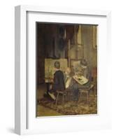 Franzl, Hansl and Friedl Painting at the Easel, 1892 (Painting)-Franz Von Defregger-Framed Giclee Print