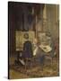 Franzl, Hansl and Friedl Painting at the Easel, 1892 (Painting)-Franz Von Defregger-Stretched Canvas