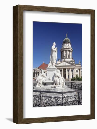 Franzoesischer Dom (French Cathedral), Schiller memorial, Gendarmenmarkt, Mitte, Berlin, Germany, E-Markus Lange-Framed Photographic Print