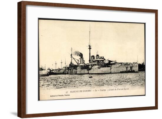 Französisches Kriegsschiff Courbet, Port De Guerre--Framed Giclee Print