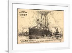 Französisches Kriegsschiff, U Boot,Croiseur,Sousmarin-null-Framed Giclee Print