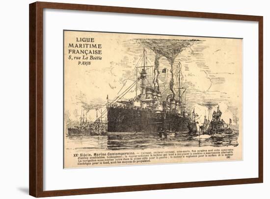 Französisches Kriegsschiff, U Boot,Croiseur,Sousmarin-null-Framed Giclee Print