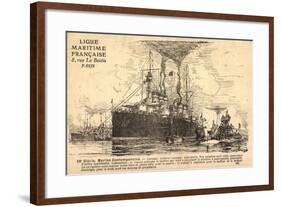 Französisches Kriegsschiff, U Boot,Croiseur,Sousmarin-null-Framed Giclee Print