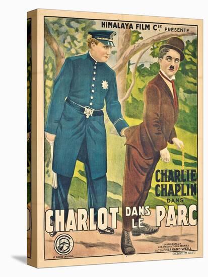 Französisches Werbeplakat für Charlie Chaplins vierten Film 'In The Park' (1915)-null-Stretched Canvas