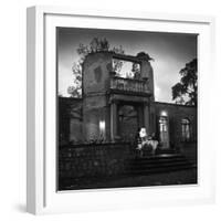 Frau and Herr Fritz Kehl Dining on Terrace of their Bombed-Out Villa-Nina Leen-Framed Photographic Print