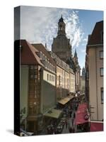 Frauenkirche Looming Over Shopping Area, Dresden, Saxony, Germany, Europe-Michael Snell-Stretched Canvas